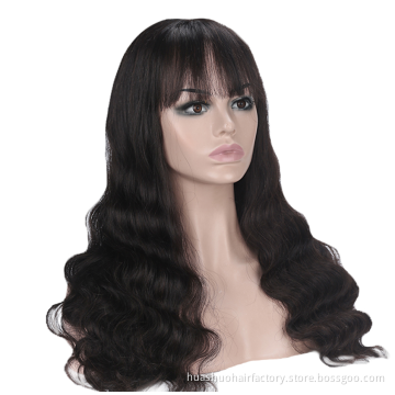 Brazilian Human Hair Body Wave Lace Front Wigs With Bangs Virgin Cuticle Aligned Brazilian Hair Pre Plucked Lace Front Wig